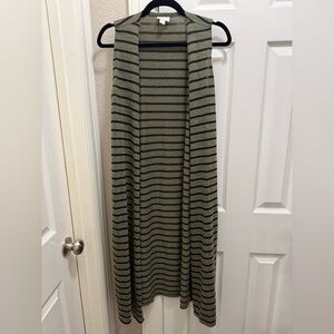 LuLaRoe Green and Black Striped Maxi Top